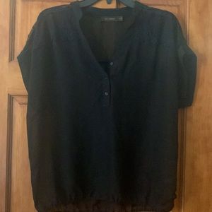 Short Sleeve Black poly/lace Shirt